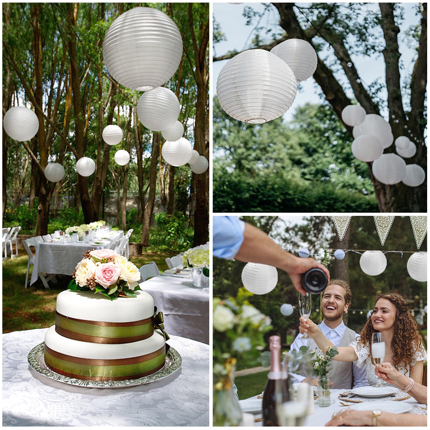 Set 3 Paralumi Rotondi In Carta Bianca Da 25 Cm, Lanterne Per Lampadario Fai Da Te Decorazione