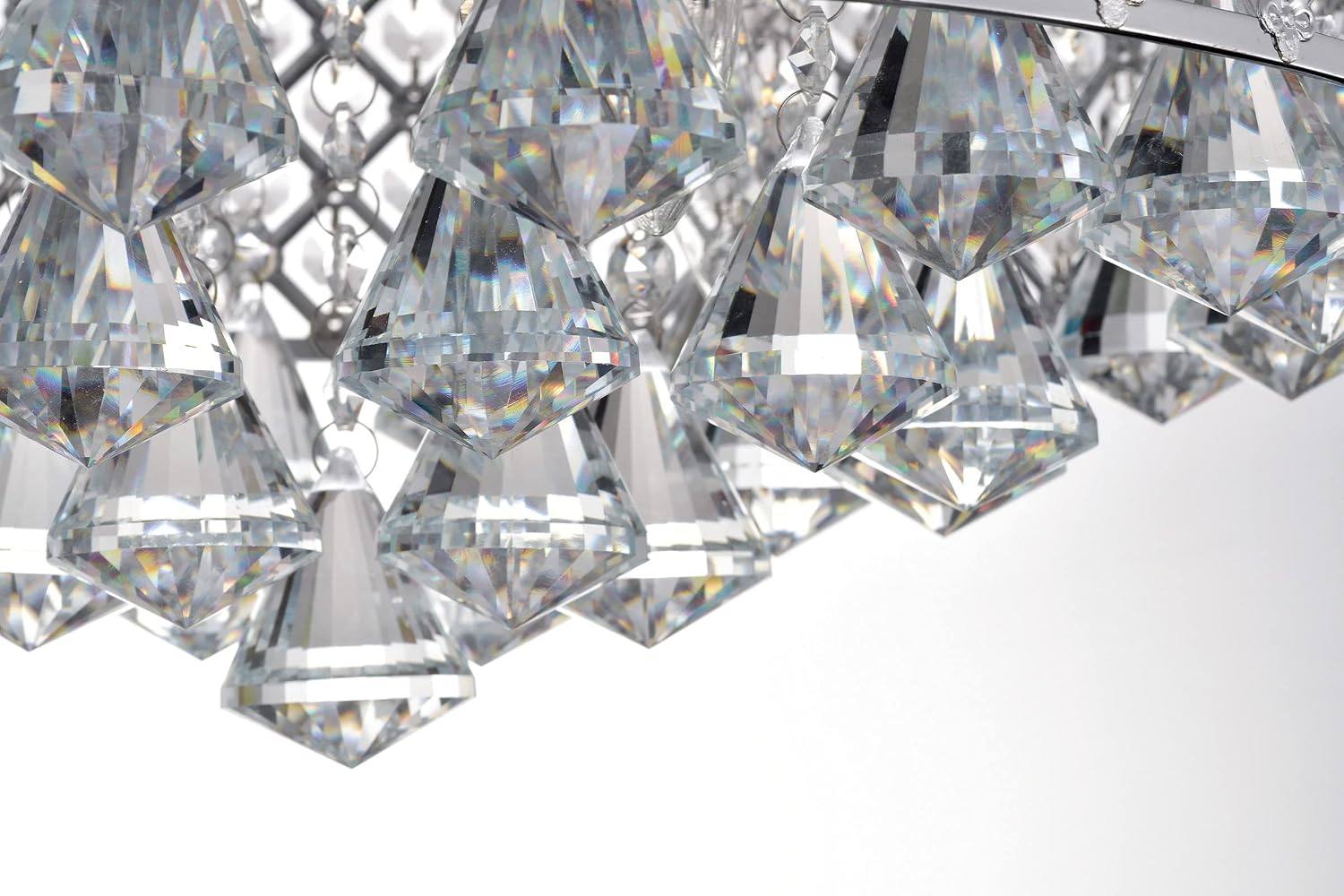 Edvivi Marya 4-Light Chrome Finish Round Metal Shade Crystal Chandelier Semi-Flush Mount Ceiling Fixture for Bedroom, Hallway, Closet, Entryway, Stairs