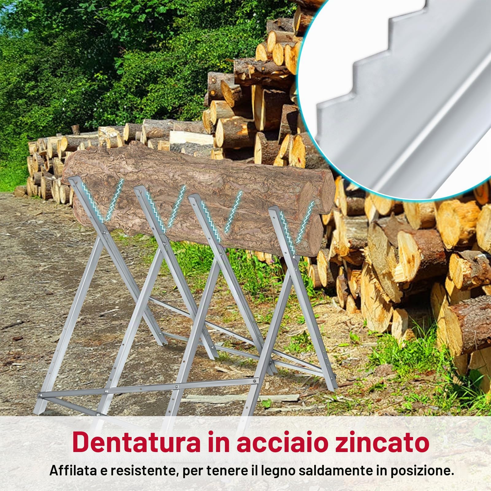 ACXIN Cavalletto pieghevole in metallo, zincato, telaio per sega, pieghevole, per motosega, 82 x 80,5 x 79 cm, portata max. 150 kg