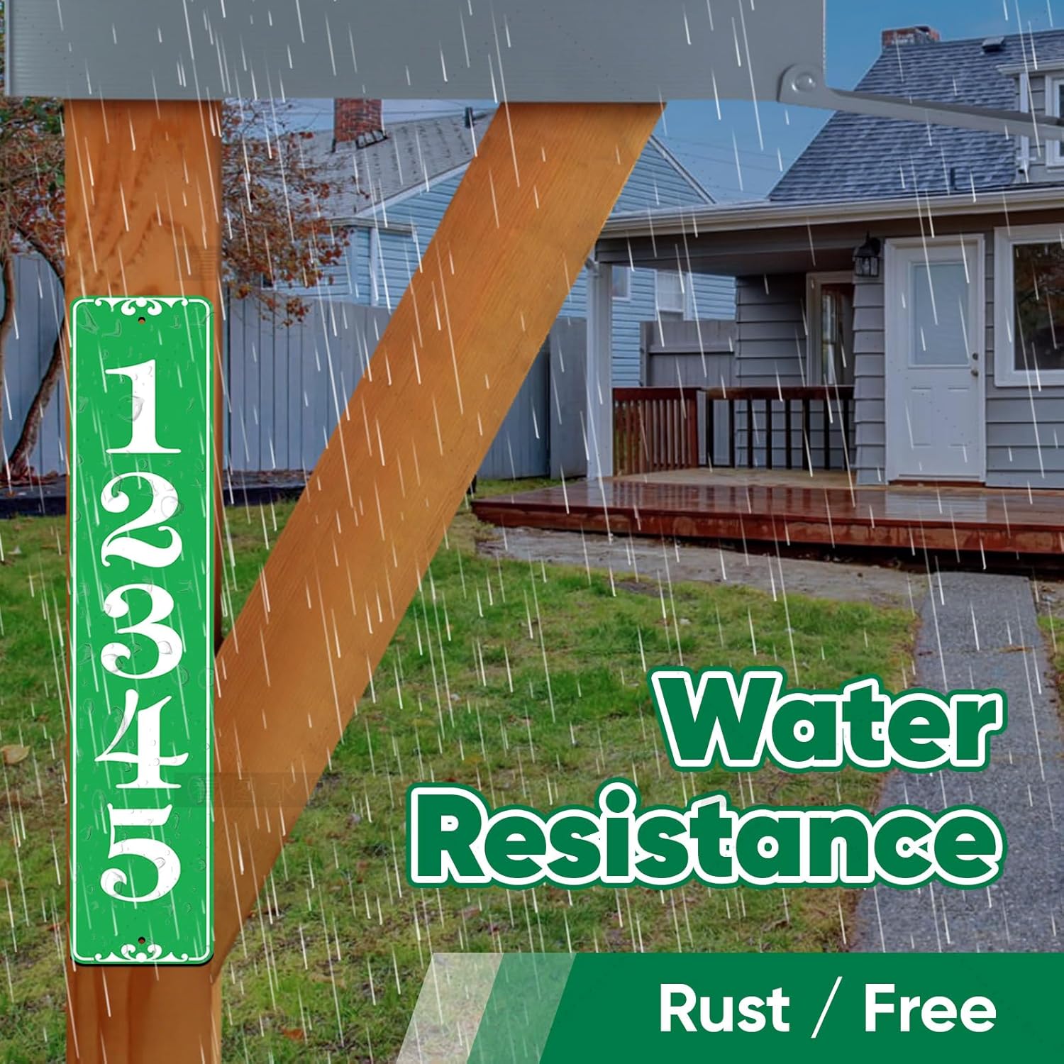 Reflective Address Plaque Vertical - (18'' x 3.5'') Personalized Sign, House Number Plaque for Outside, Yard, Garden, Brick Mailbox, Fence, Driveway