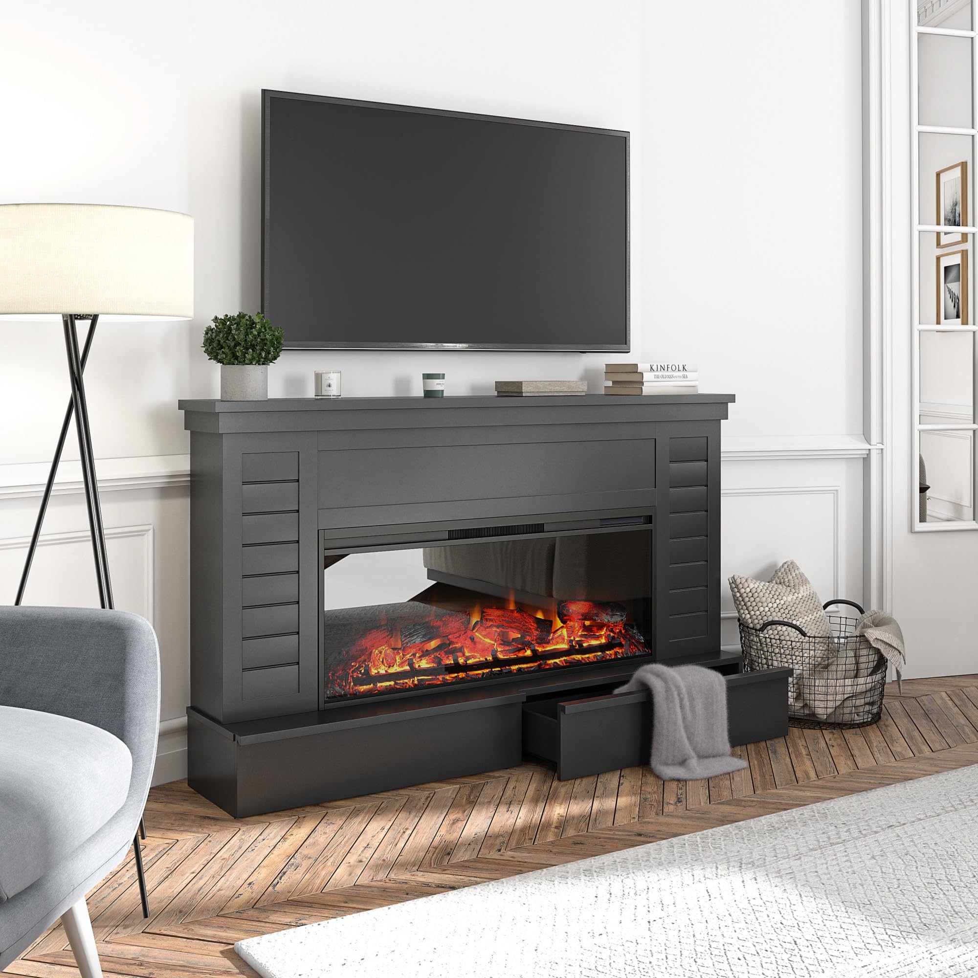 Amazon.com: Ameriwood Home Hathaway Wide Shiplap Mantel with