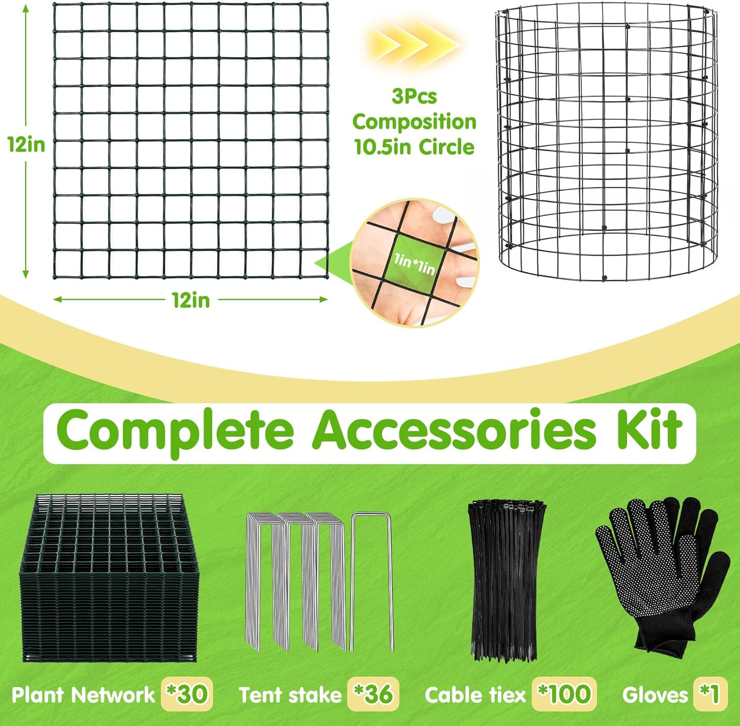 10 Pack Round Plant Protector from Animals – 30pcs 12" × 12" Metal Wire Mesh Garden Plant Cages Wire Plant Covers Pre-Bent Metal Mesh for Seedling Raised Bed Garden Protection for Vegetables Flower