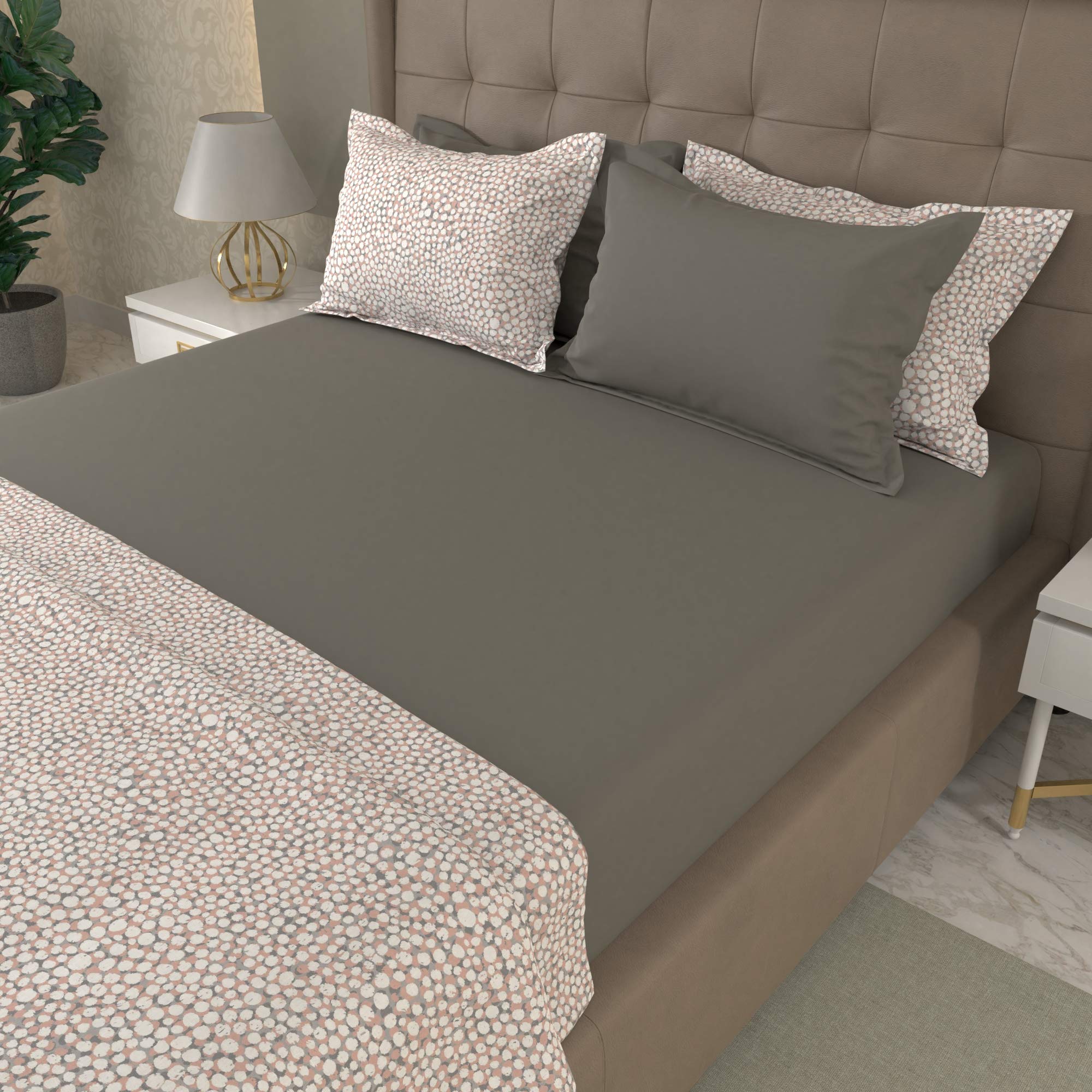 TRIDENT Fusion 8 Piece King Sheet Set - 100% Cotton, Super Soft, Peached Percale, Upto 18 inch Deep Pocket, 8 Piece (2 Flat, 2 Fitted Sheet, 4 Pillow Covers) Bowery Blush