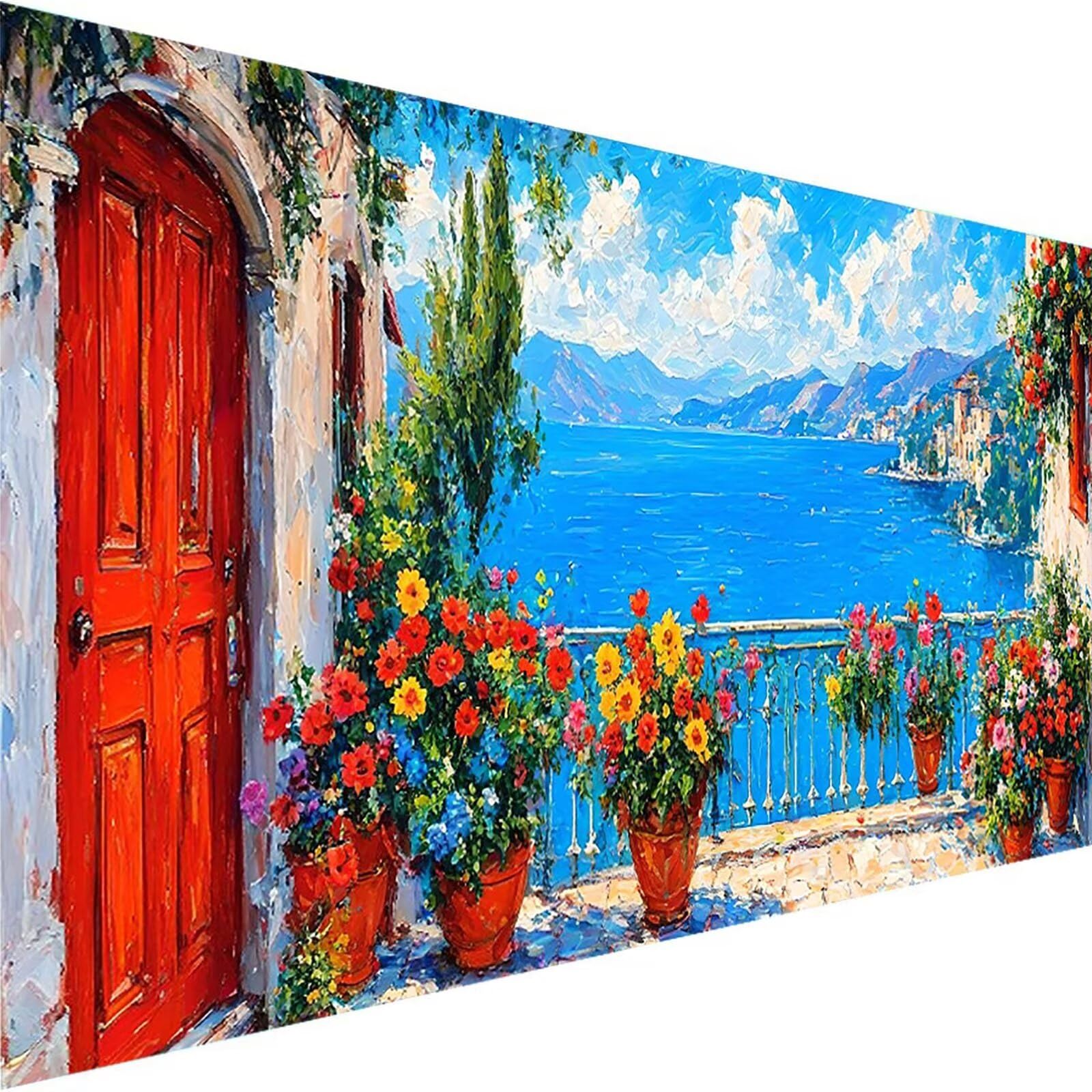 Malen nach Zahlen Kinder Blume, Geschenke für Mädchen Junge, Bastelset Kinder, Malen nach Zahlen Meer | Malen nach Zahlen Ohne Rahmen, für Home Wand Dekor Geschenk (60x120cm) Bastelset Erwachsene D-I