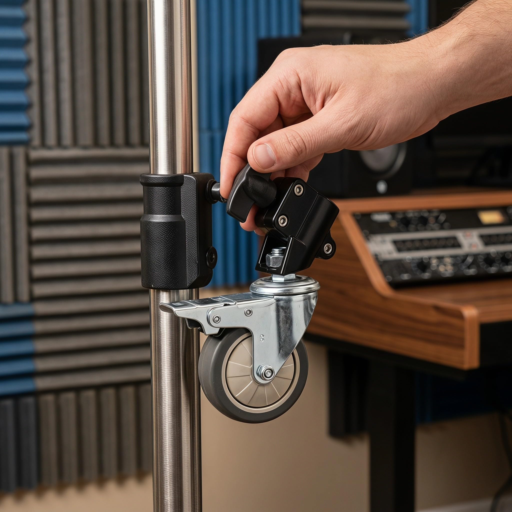 YARNOW 3 Ruedas giratorias Profesionales para Soportes de micrófono - Ruedas de 22 mm (0,866 Pulgadas) para facilitar la Movilidad en escenarios Musicales y Equipos de Audio.