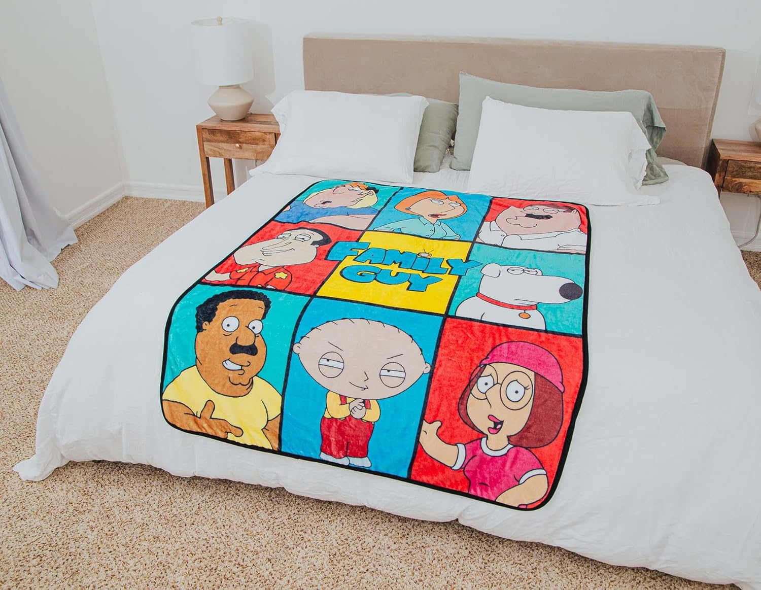 Family Guy Character Grid Raschel Throw Blanket | Soft Polyester Cover for Sofa, Bed | 45 x 60 Inches - Image 6