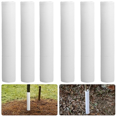 6 protectores de árbol corrugado, diámetro de 1.96 pulgadas, protectores de tronco de árbol de PP, protectores de tubo protector de corteza de árbol