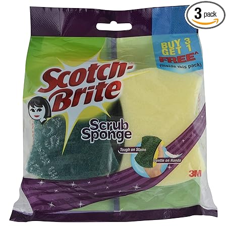 Scotch Brite Sponge Wipe - 20x17.5cm, 3 Pieces Pouch