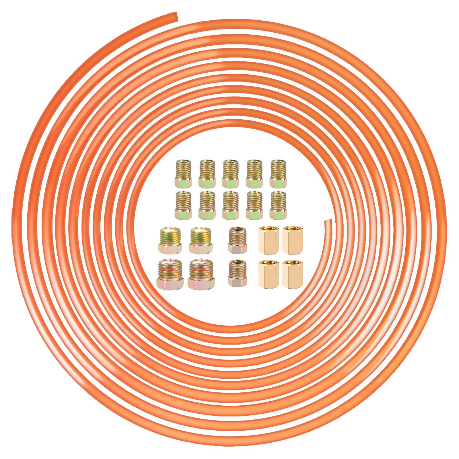 25 Foot 3/16  OD Brake Line Tubing Kit W/ 16 Fittings Iron Plating Copper - Foto 6