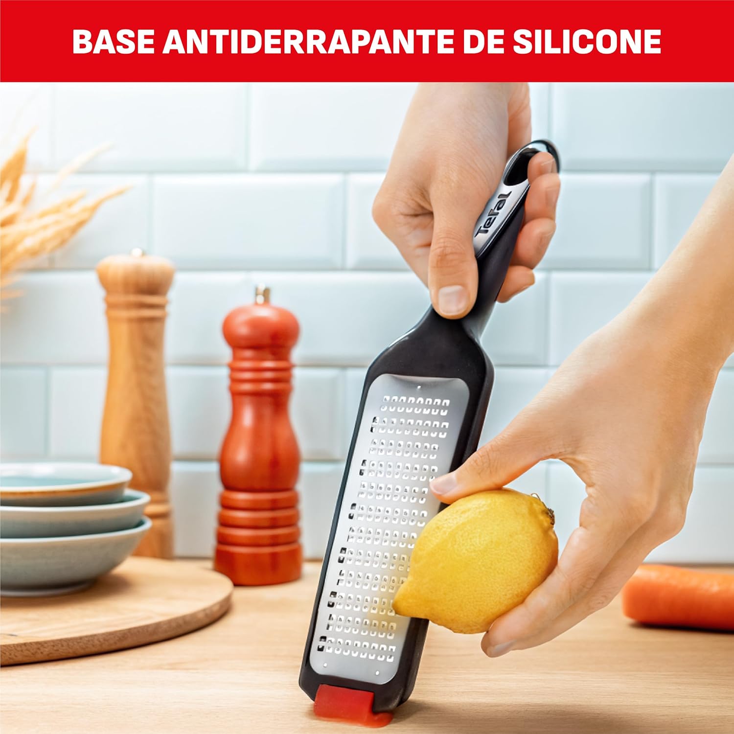 Tefal Ingenio Grater, Black, with Double Sharp Blades, Non-slip Base and Protective Cap - Safety, Efficiency and Stability on Grating