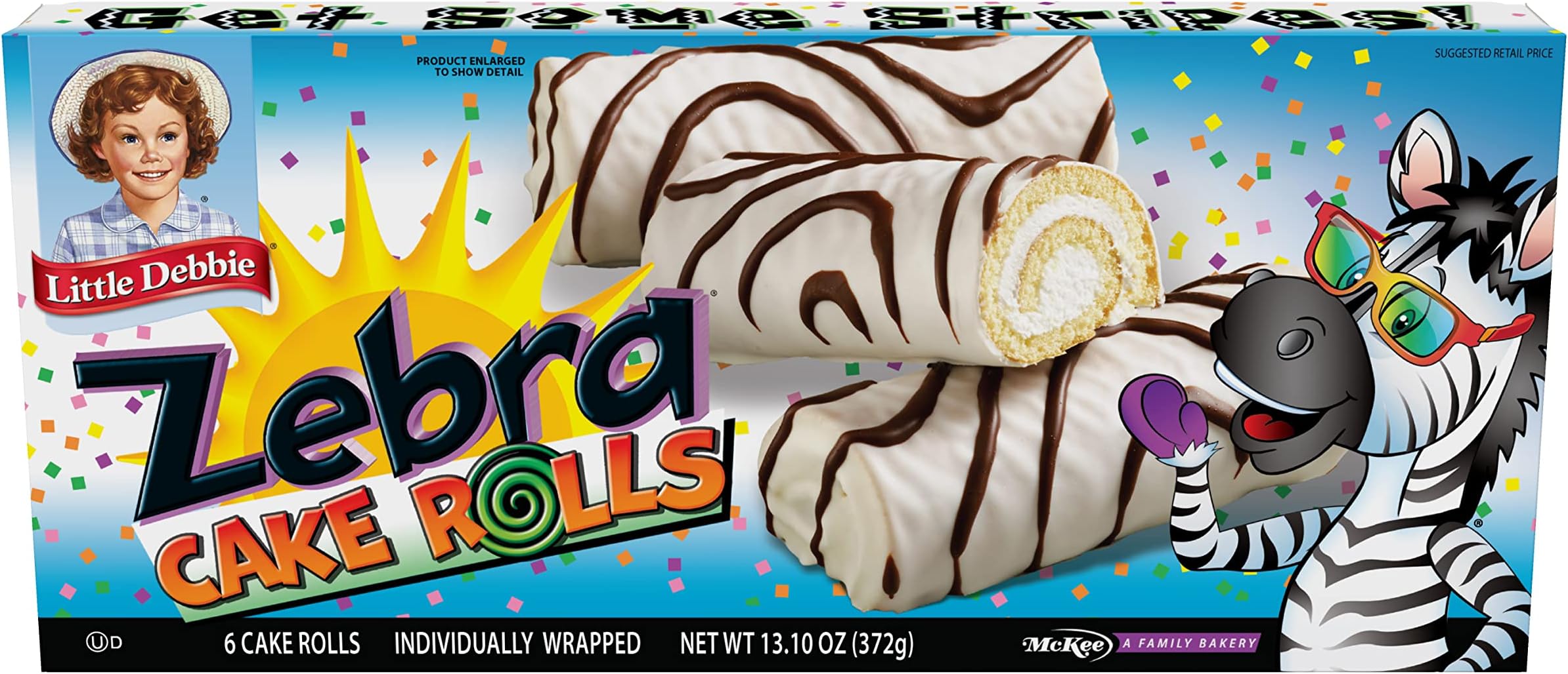 Zebra Cake Rolls, Individually Wrapped Cake Rolls, 13.1 Oz, 6 Ct