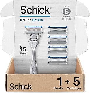 Schick Hydro Dry Skin Razor — Razor for Men with Dry Skin with 5 Razor Blades (Packaging / Color May Vary)