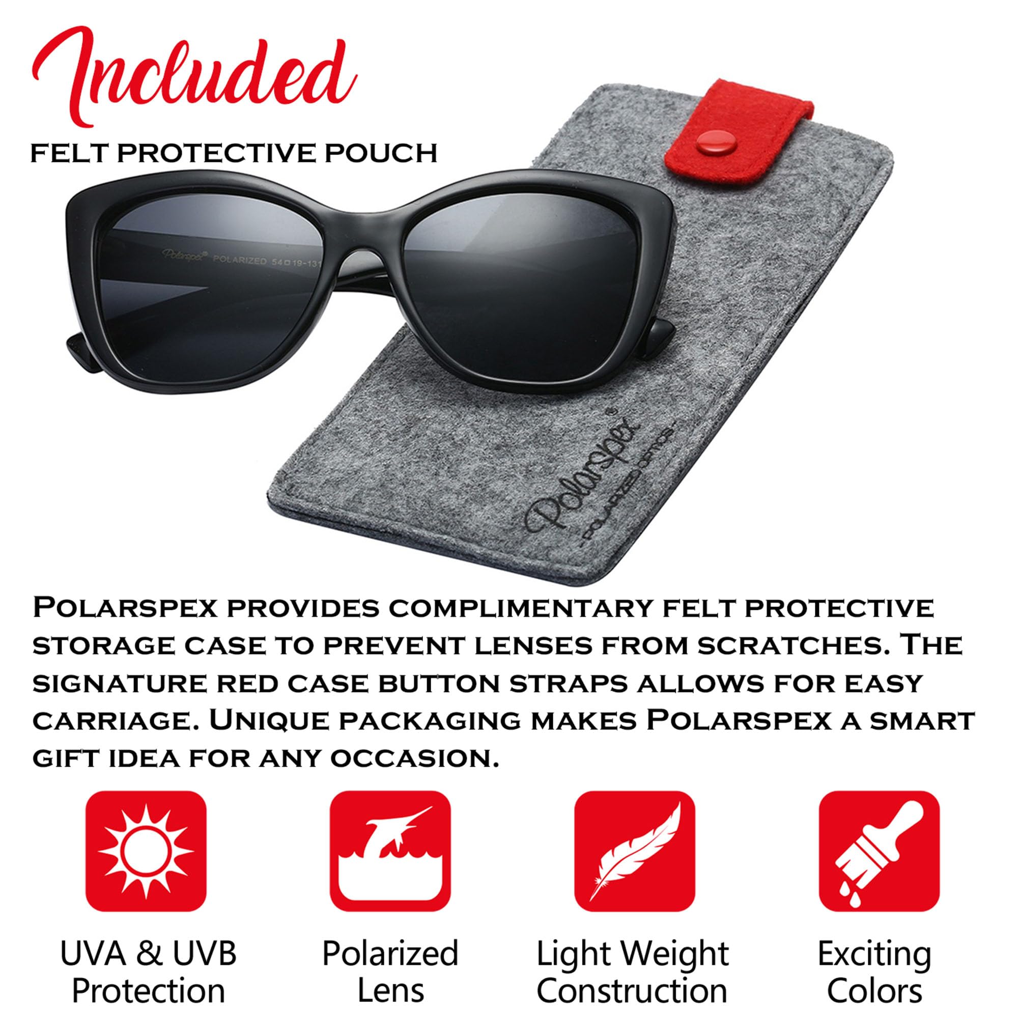 PolarSpex Polaryzacyjne okulary przeciwsłoneczne z kociego oka dla kobiet – ponadwymiarowe okulary przeciwsłoneczne UV400, modne okulary przeciwsłoneczne na plażę lub do jazdy samochodem