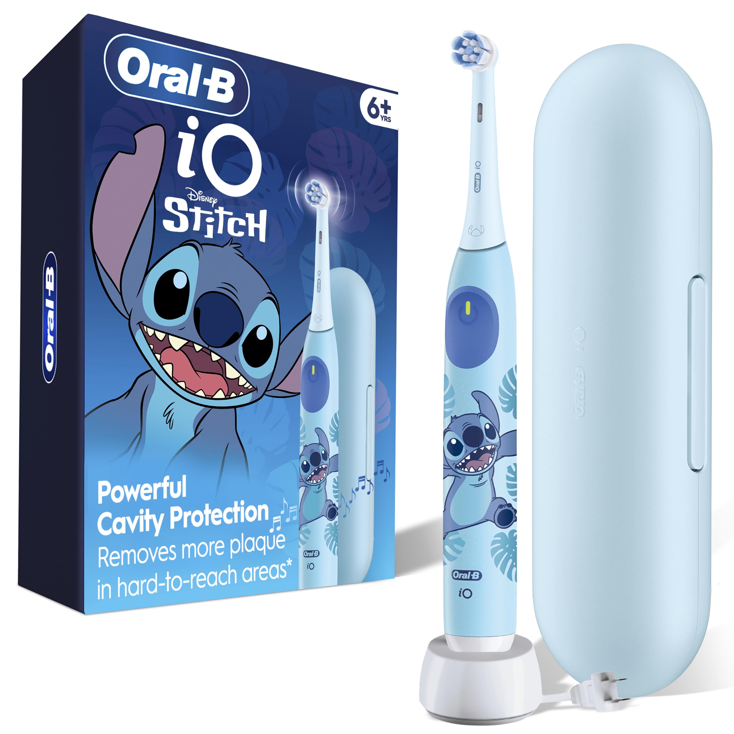 Oral-B iO Kids Limited Rechargeable Electric Powered Toothbrush, Stitch - Automatic Pressure Sensor - 3 Cleaning Settings - Music Timer - 28 Day Battery Life - Travel Case-image-14