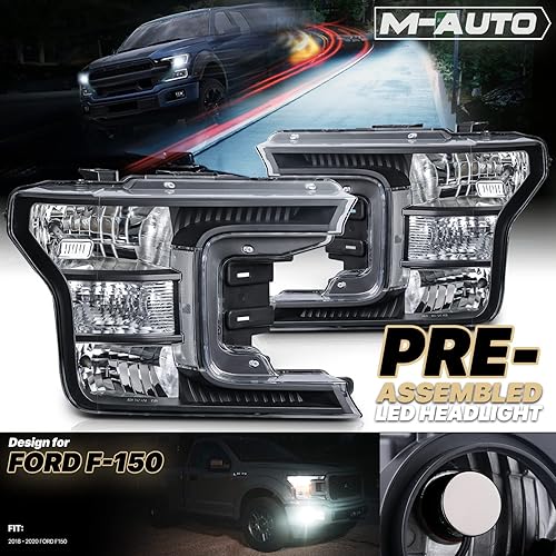 Miniatura 2 de M-AUTO Conjunto de faros delanteros izquierdo y derecho estilo OE con bombillas LED premontadas de 6000 K compatibles con Ford F-150 Pickup 2018