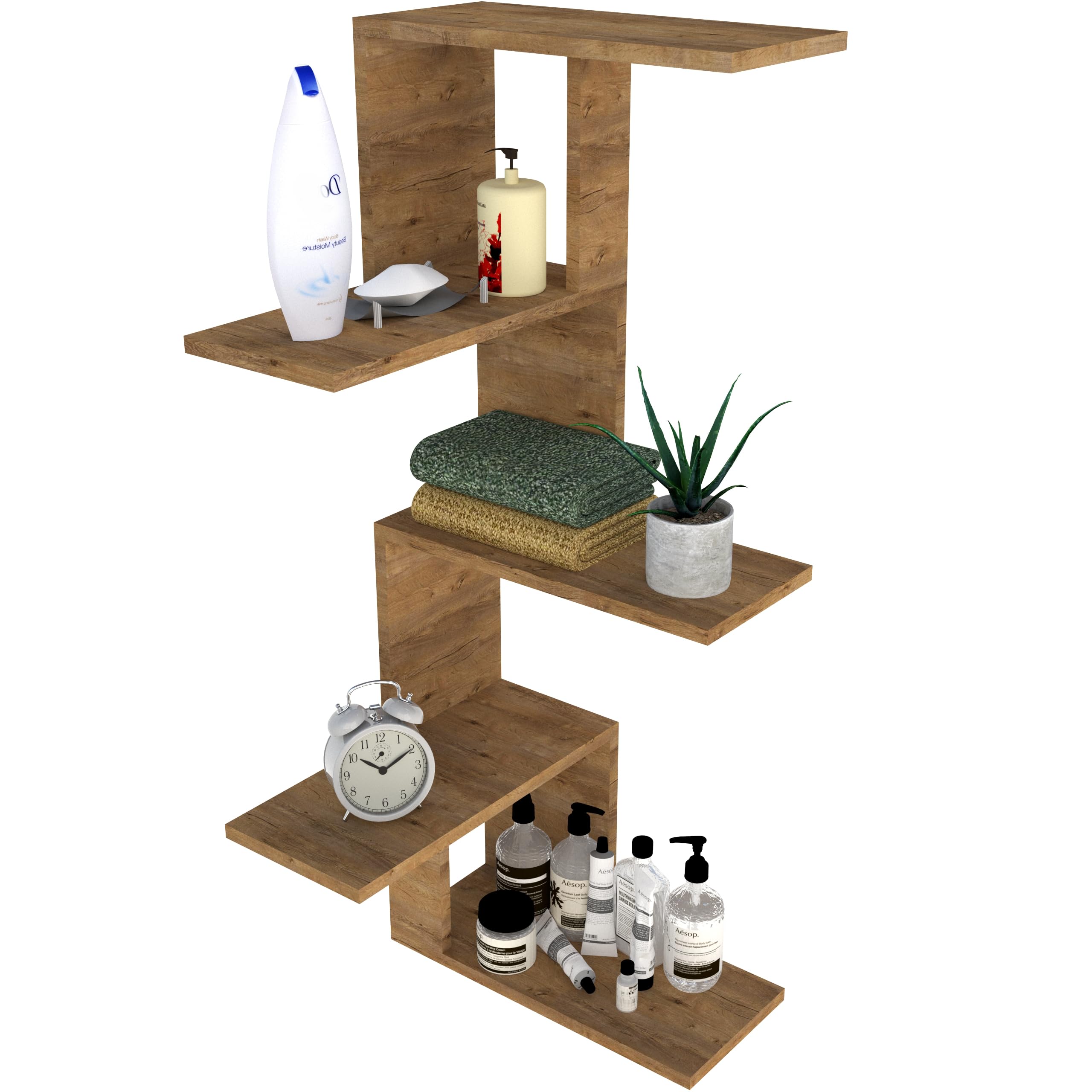 KUBUTKU Étagère D'Angle Murale Moderne 87 X 67 X 21 Cm - Chêne Sonoma - Salon Chambre Bureau