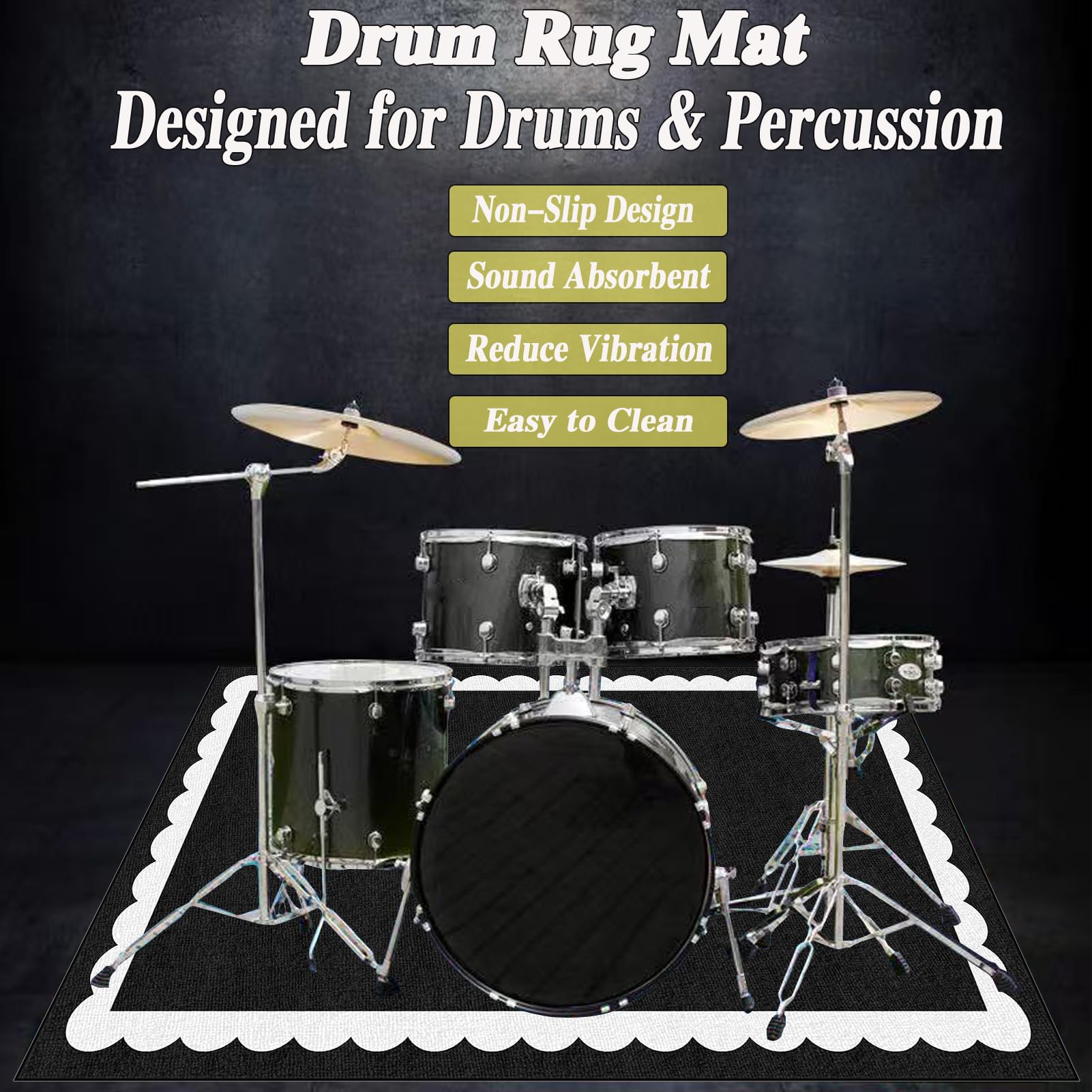 200 x 180 cm Schlagzeug Teppich Schlagzeugteppich Schallschutz Teppich Schallschutzmatte Drum Rug Drum Matte Trommelteppich Quadratische rutschfeste Trommel Teppiche für Bass Drum Snare Drum Teppich