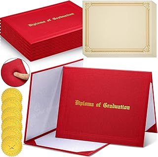 Spakon 18 Pcs Certificate Kit for Graduation Include Padded Certificate Holders Diploma Covers 8.5" x 11" Diploma Paper with Seal Stickers for Graduation