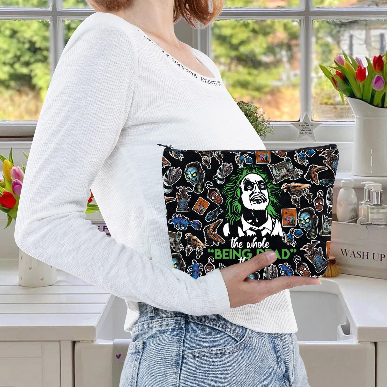 LEVLO Ghost & Lydia Deetz Cosmetic Bag Adam and Barbara Fans Gift The Whole Being Dead Thing Juice Lydia Zipper Pouch Bag Charles & Delia Fans Merchandise - Image 3