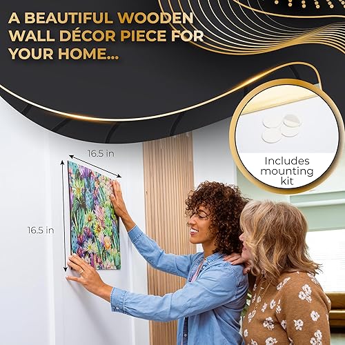 Miniatura 5 de ZenChalet - Rompecabezas de madera de 500 piezas de cactus florales - Rompecabezas de madera prémium para adultos, sorprende a tus amigos o