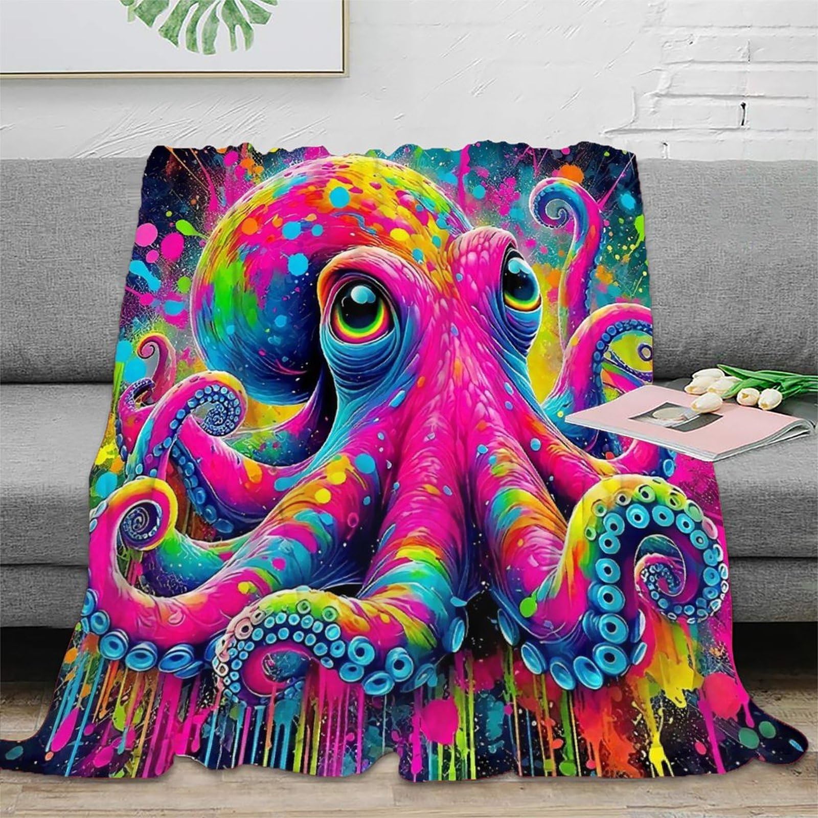 Couverture lit pieuvre 3D moelleuse en peluche haut de gamme de 150x200cm