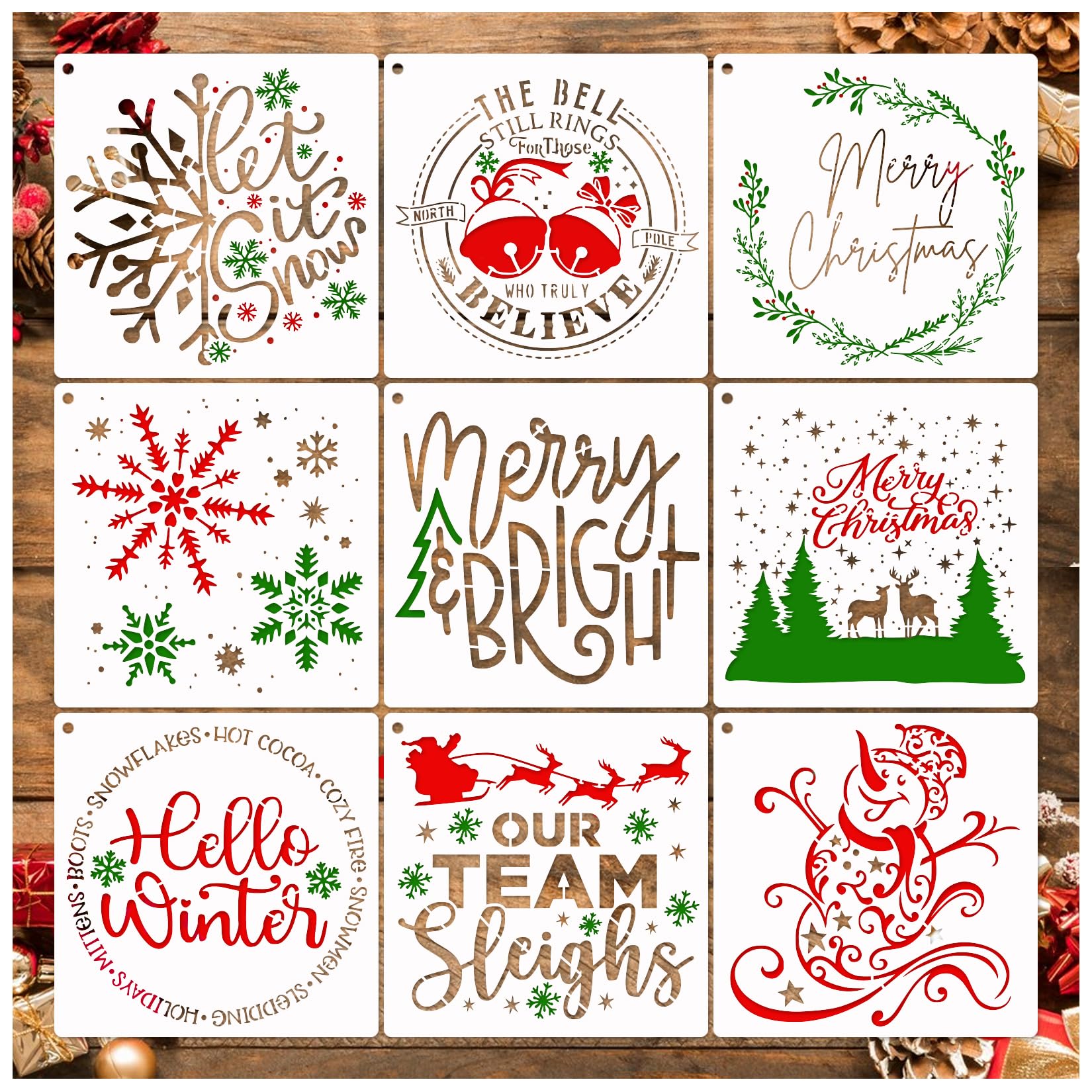 Amazon.com : 9 Pcs Christmas Stencil for Painting on Wood Reusable Holiday Template Snowflake Merry Christmas Stencils for Crafts Canvas Window Fabric Doormat (12In Christmas) : Arts, Crafts & Sewing amazon-com-9-pcs-christmas-stencil-for-painting-on-wood-reusable-holiday-template-snowflake-merry-christmas-stencils-for-crafts-canvas-window-fabric-doormat-12in-christmas-arts-crafts-sewing