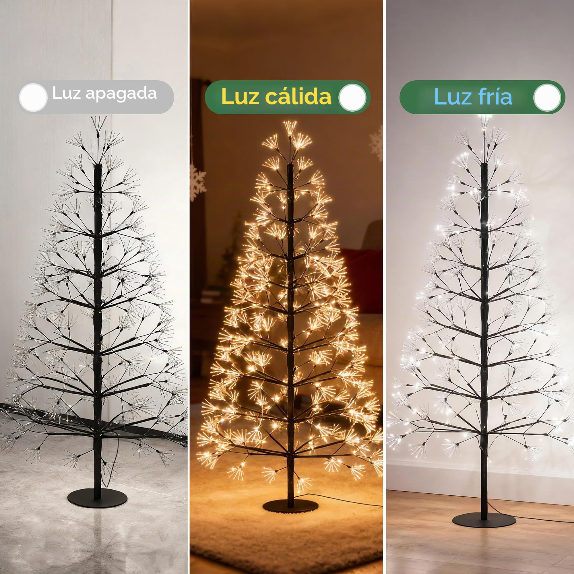 UISEBRT Árbol de Navidad LED con 2000 luces y decoración de nieve, IP44 Impermeable, árbol de Navidad artificial para Navidad, boda, cumpleaños, fiesta, primavera, interior, exterior, 180 cm, blanco