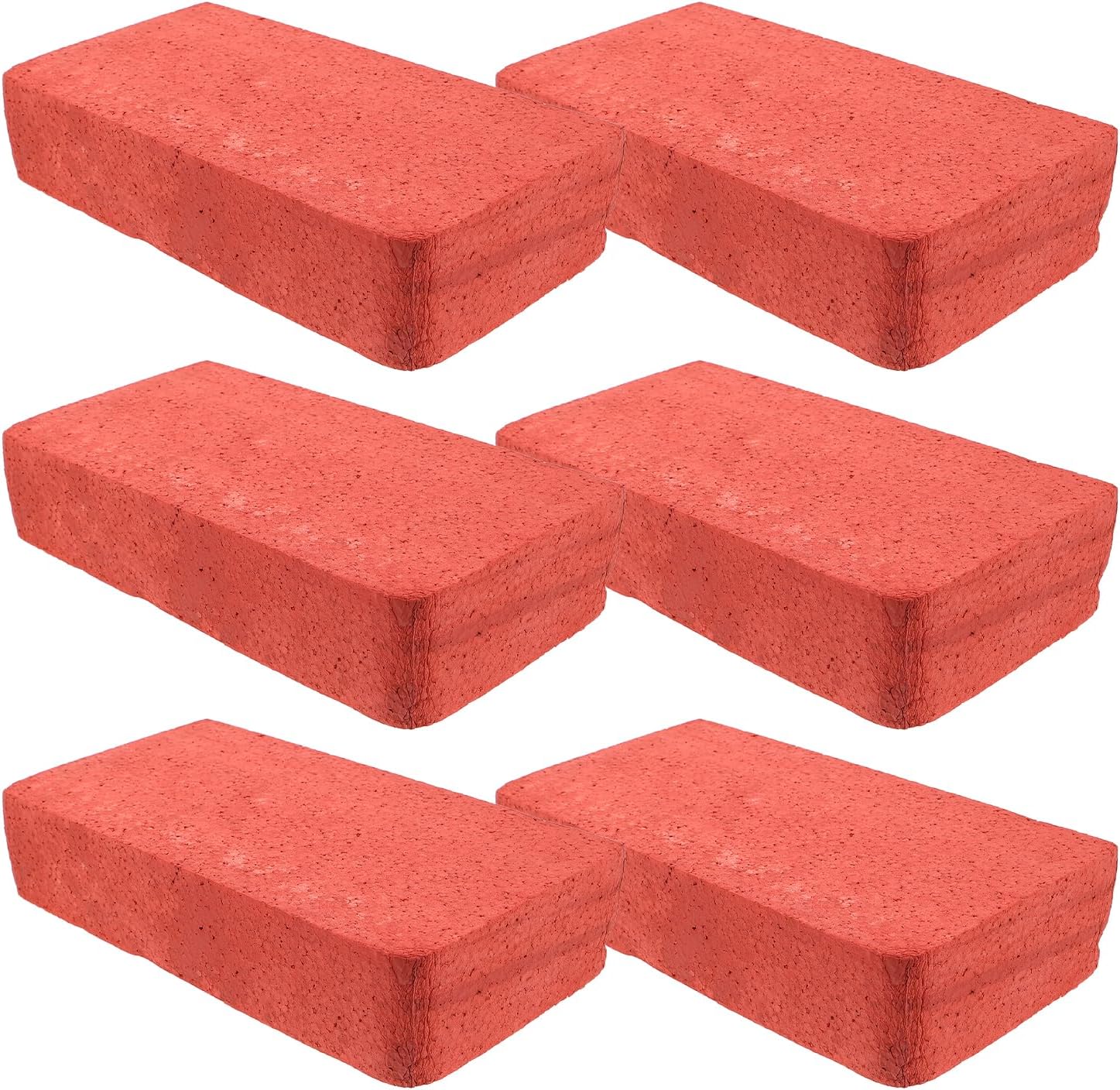 LUOZZY 6 Pcs Bricks for Stage Performance and Movie Props, Red Miniature Simulation Brick Blocks with Magician Tricks and Halloween Comedy