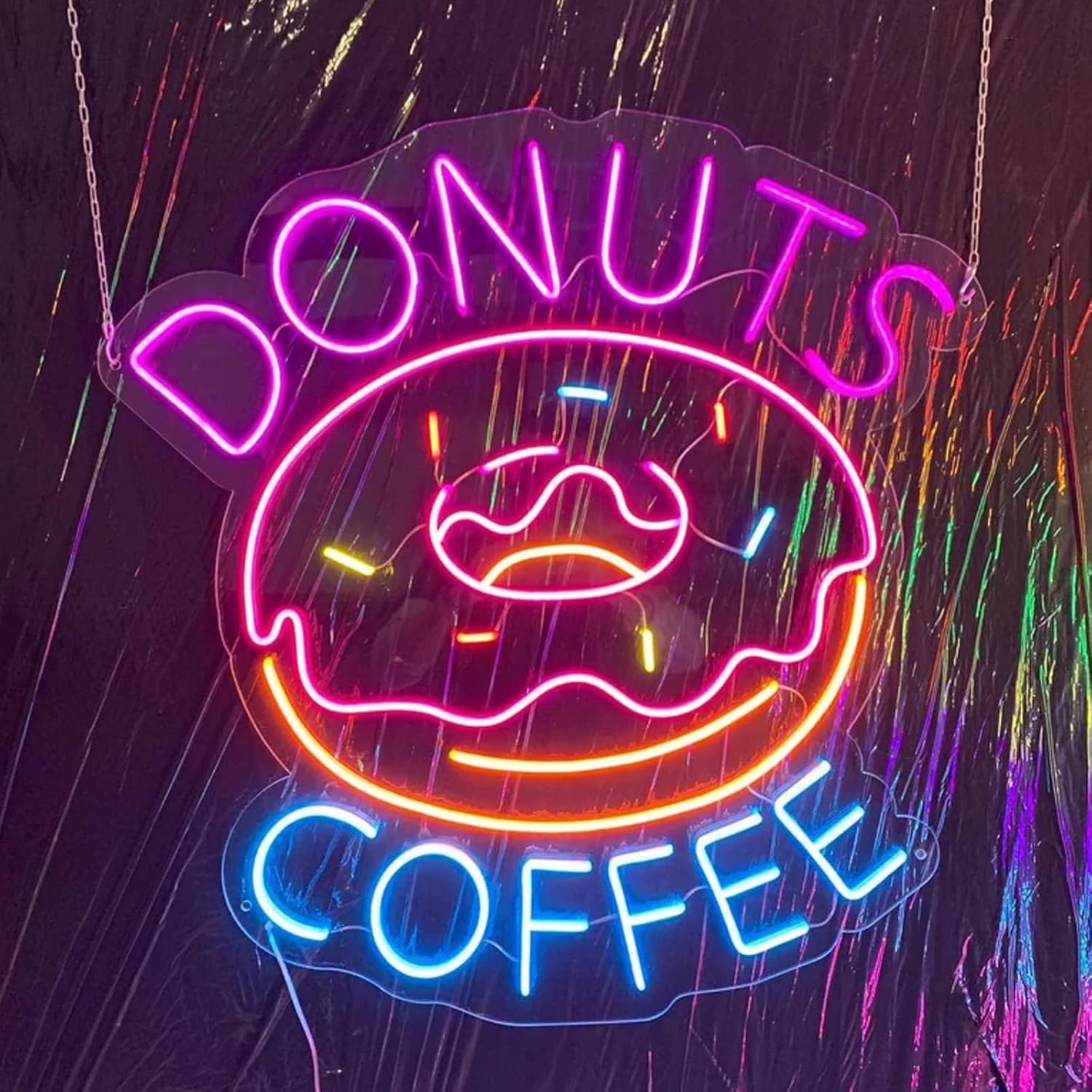 Donuts Coffee Neon Sign 20 inches Donut Led Light Up Signs Wall Decor for Coffee Shop Restaurant Decorations