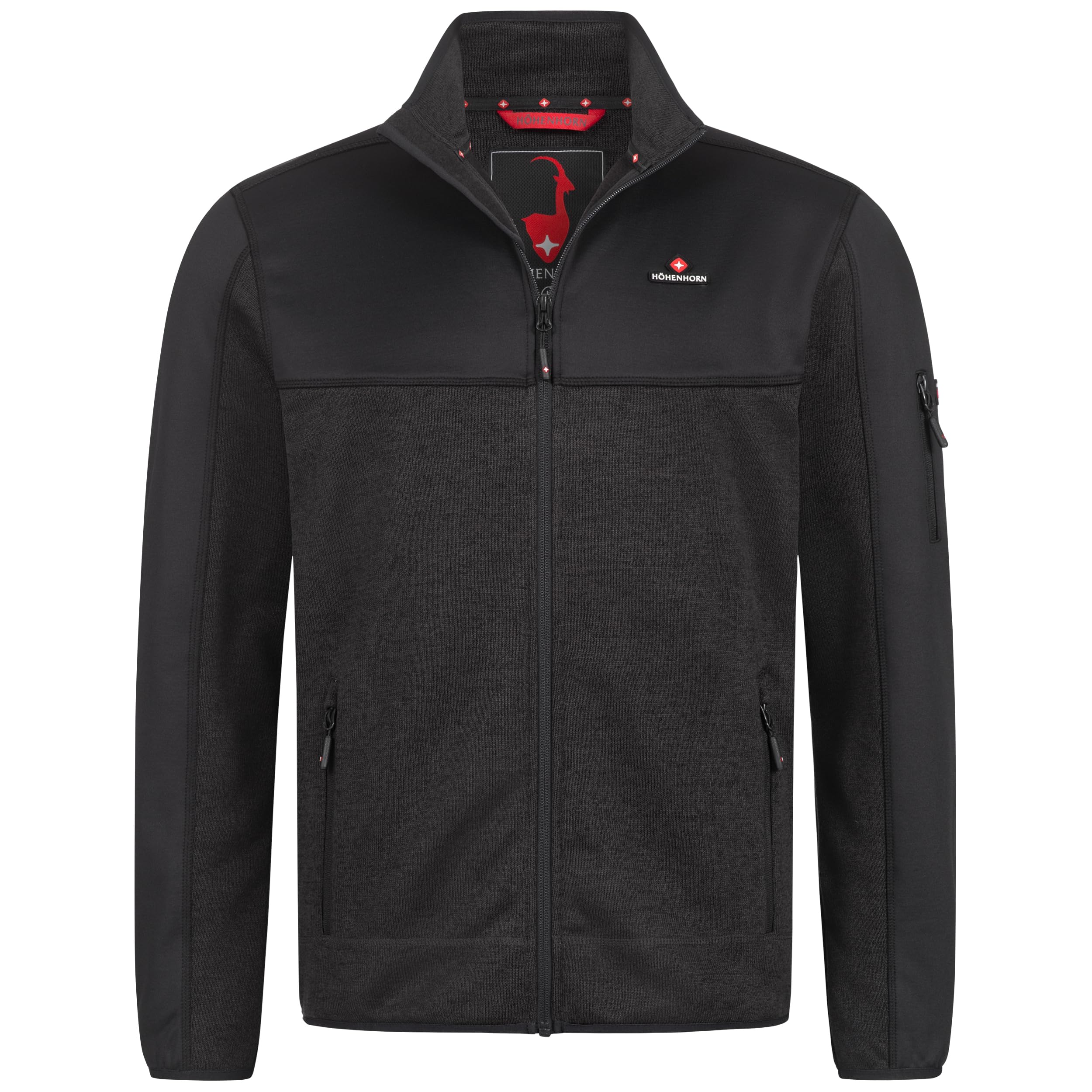 Höhenhorn Naurun Men's Fleece Jacket Hybrid Jacket Cardigan Softshell, darkgray, M