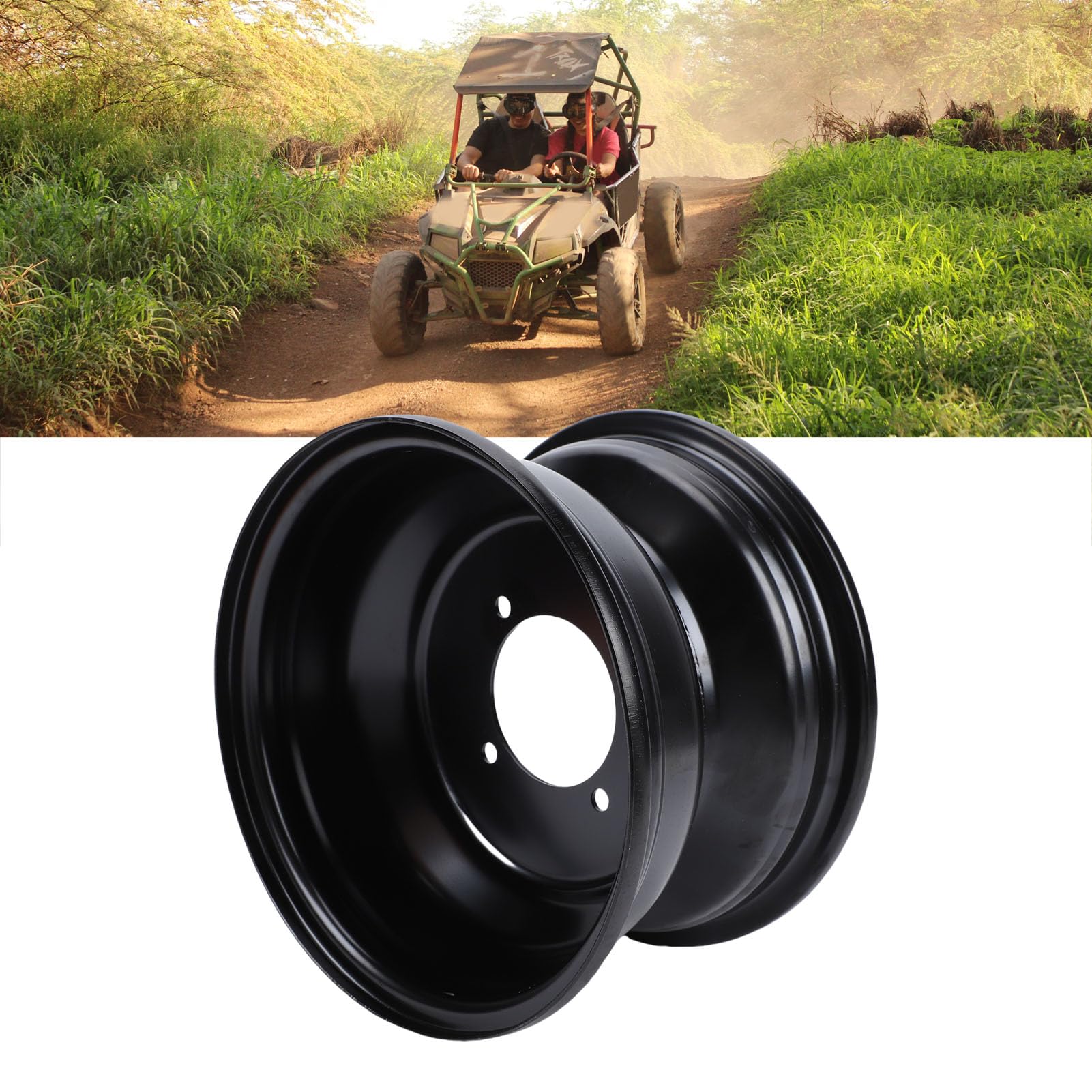 Cerchione ATV 19x7-8, Ruota Anteriore da 8 Pollici con 4 Fori per Bulloni, Cerchio in Acciaio Ad Alta Resistenza per Tosaerba Go Kart Quad Dirt Bike Buggy Ride On, P