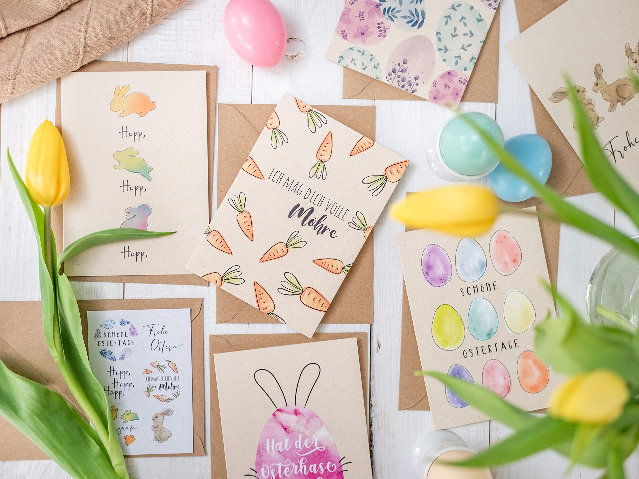 Papierdrachen Easter Cards, 6 Spring-like Greeting Cards As