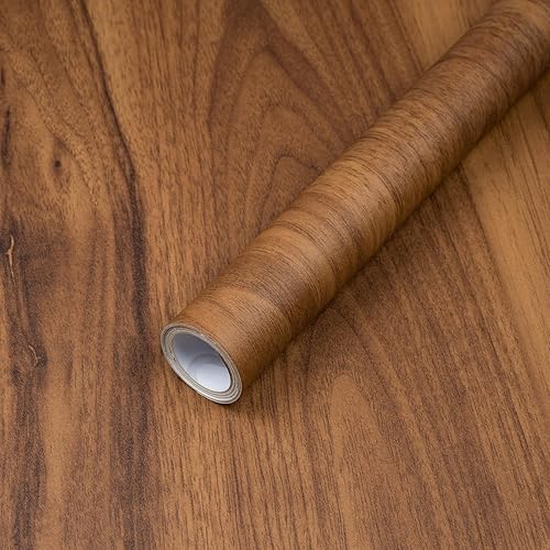 Decoroom Wood Contact Paper Peel and Stick, Thicken Vintage Wood Grain Contact Paper for Countertops Furniture, Natural Wood Wallpaper Self-Adhesive Removable Waterproof Vinyl Film 15.7 in X 118 in - 15.7" x 118" - Brown