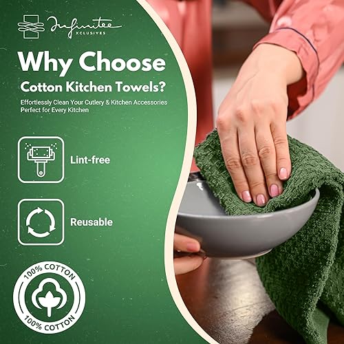 Miniatura 2 de Infinitee Xclusives Toallas de cocina de alta calidad, color verde, 100% algodón, 15 x 25 pulgadas, paños de cocina para cocina