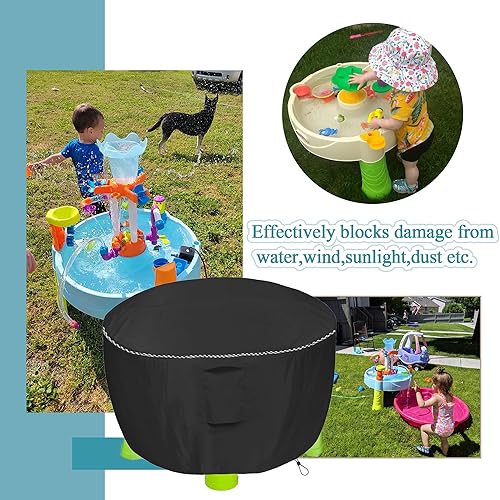 Miniatura 4 de Funda para mesa de agua para niños, cubierta de mesa de juguetes al aire libre, 28 pulgadas de profundidad x 18 pulgadas de alto, cubierta redonda