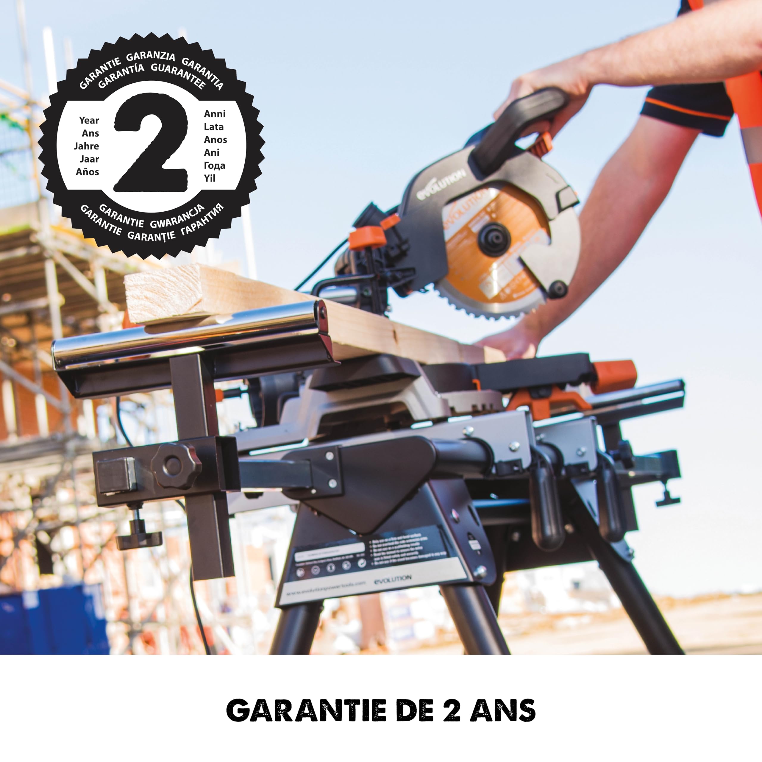 Support Universel Scie À Onglet Evolution Power Tools EVOMS1 Pieds Repliables Bras Extensibles 150 Kg 3 m