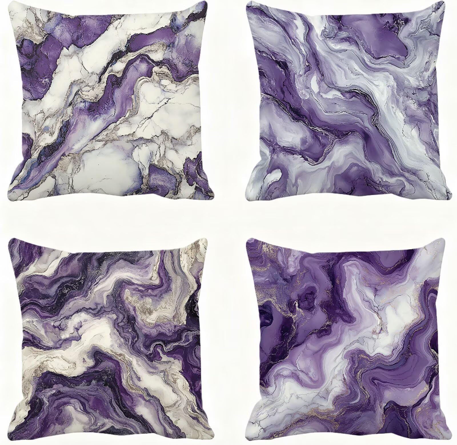 Violet Housse Coussin 60x60 Blanc Taie Oreiller 60x60 Lot de 4 Super Doux Protege Oreiller 60 x 60 Decoration Automne Taie D'oreiller Carrées Coussin Canape, pour Maison Chambre Canapé Chaise E - 292
