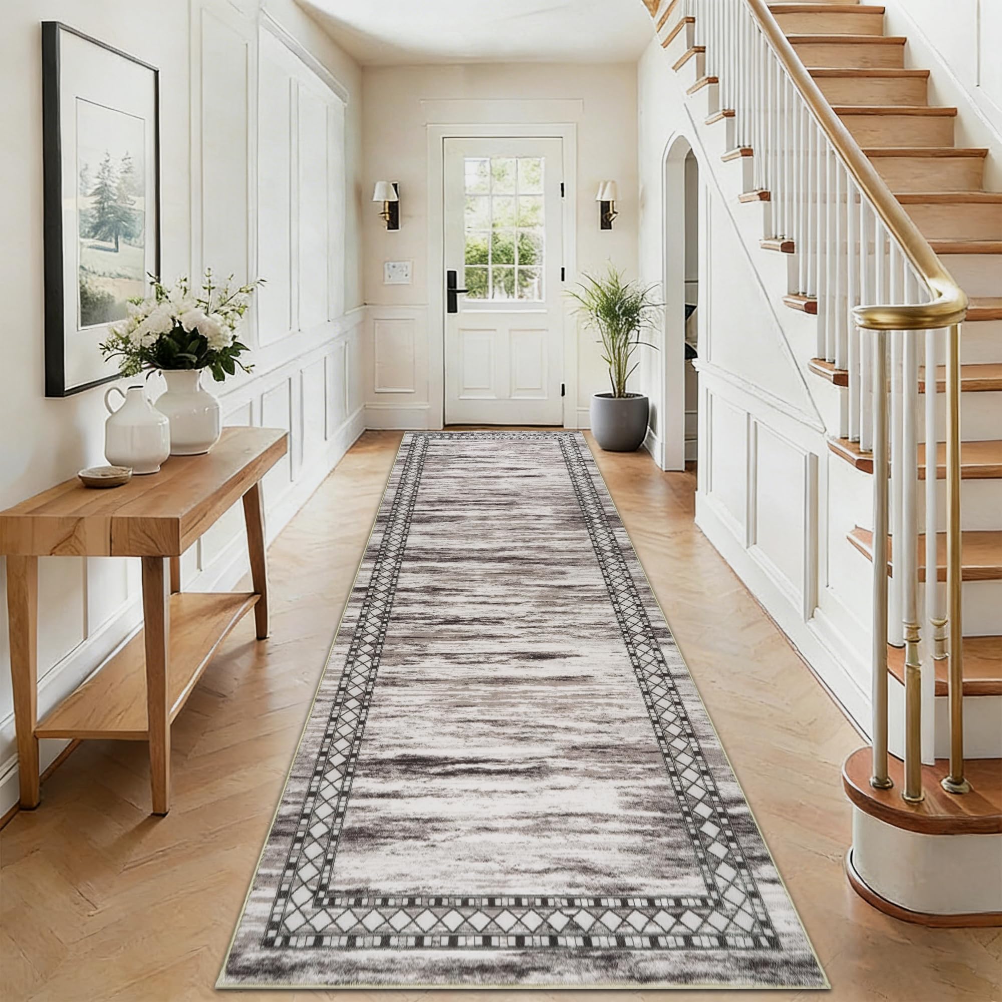 Homcomodar Küchenteppich Waschbar rutschfest 80x250cm Teppich Flur Läufer Braun Flurteppich Läufer Lang Teppich Küche Läufer Runner Teppiche für Flur Schlafzimmer