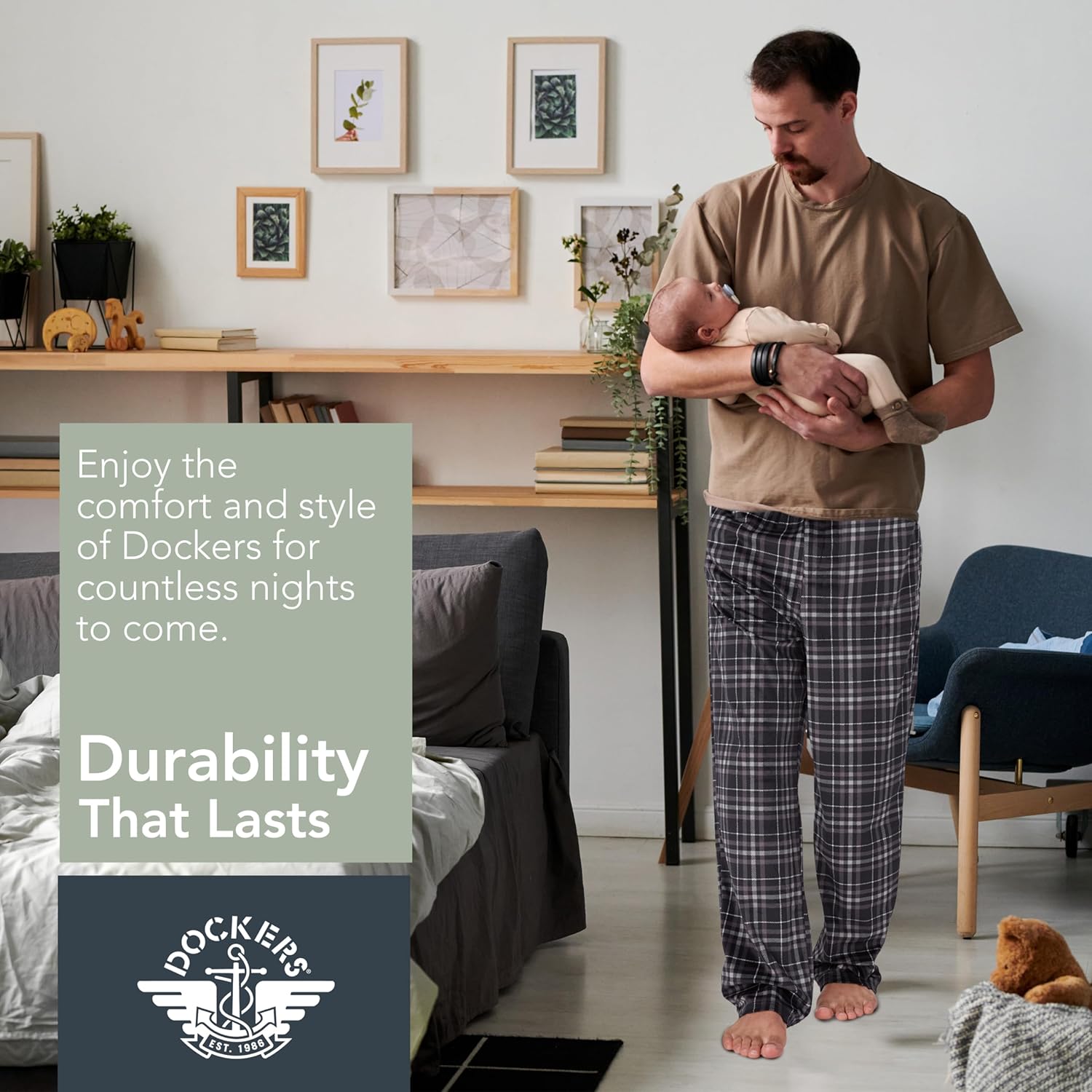 DOCKERS Fleece Pajama Pants for Men, 2 Pack Lounge Sleepwear PJs with Pockets - Image 4