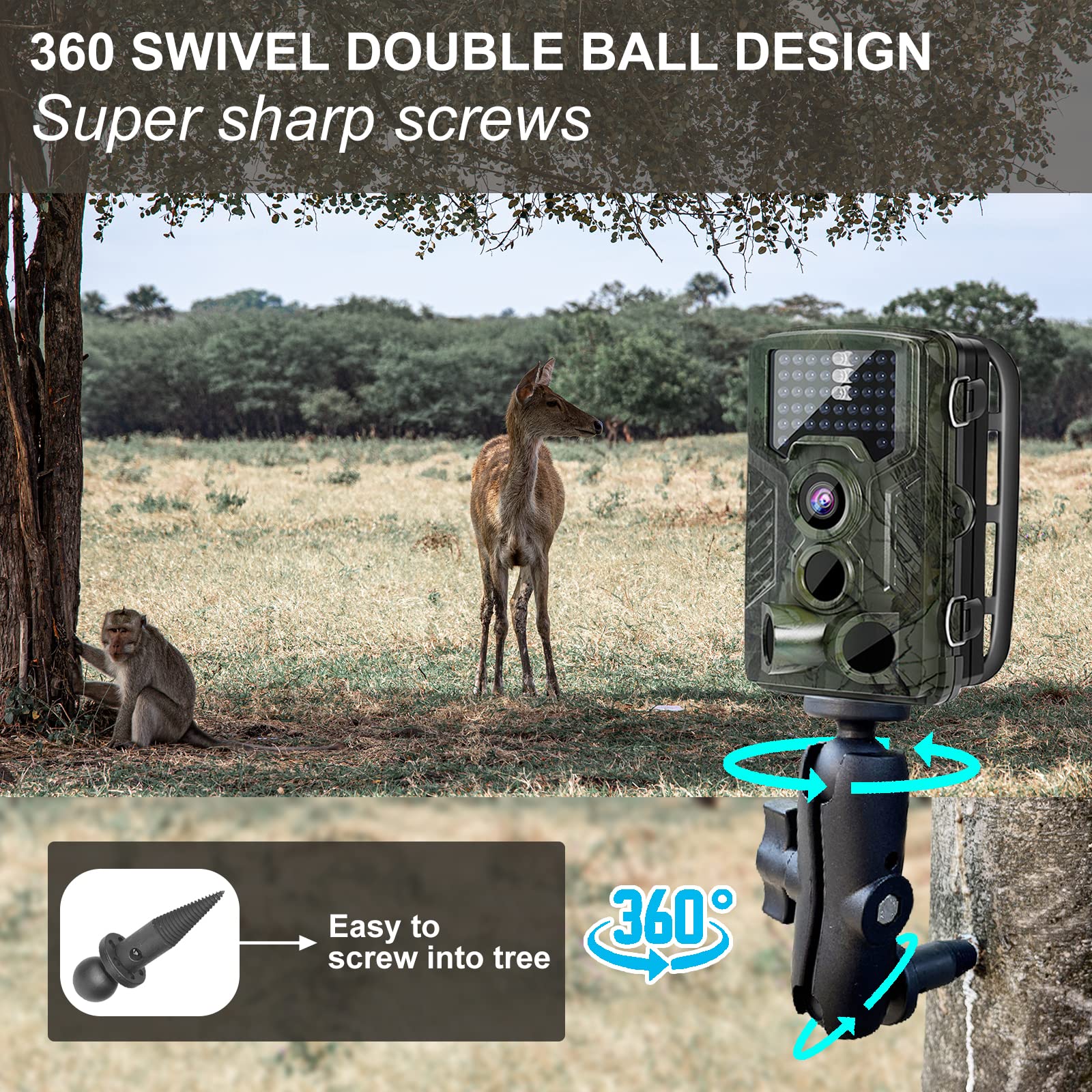 Support De Caméra Pour Trail - Rotation 360°, Fixation Arbre Sans Effort