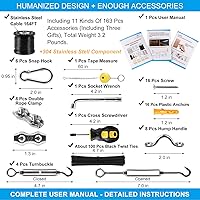 Vista 2 de Kit de colgar luces de cadena Newleray, alambre guía para luces de cadena al aire libre, kit de hardware para velas de sombra, con 164 pies