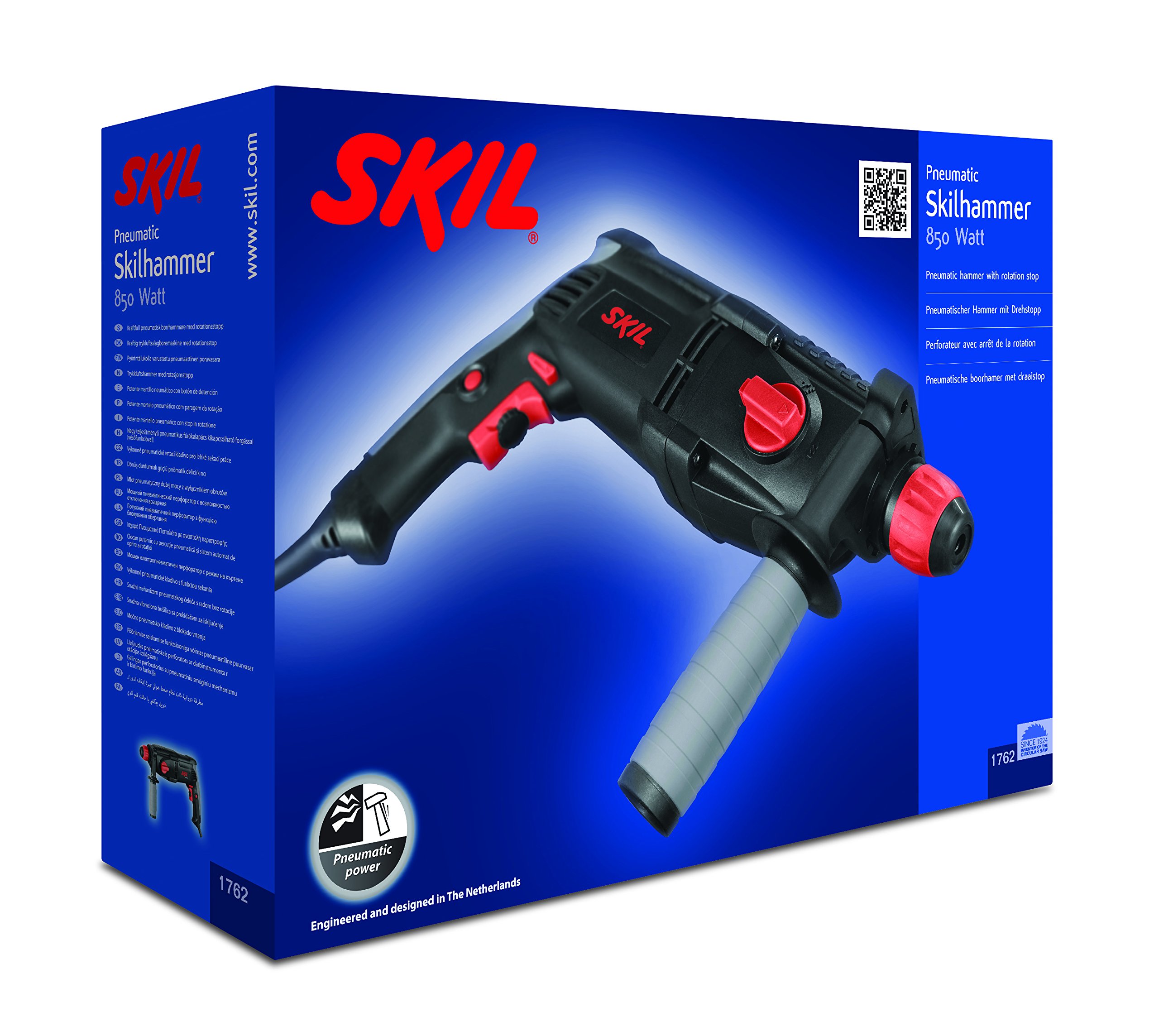 Skil 1762AA - Martillo perforador y cincelador SDS Plus (850 W, 2,8 J, variador de velocidad, empuñadura y tope de profundidad)