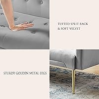 Vista 67 de Sofá cama moderno de terciopelo de 72 pulgadas, sofá cama plegable convertible con 3 respaldos ajustables, sofá biplaza reclinable copetudo