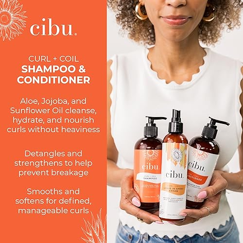 Miniatura 4 de CIBU El paquete de champú y acondicionador Curl + Coil 90004 limpia, hidrata, revitaliza, desenreda y conserva el rizo natural + bobina para un