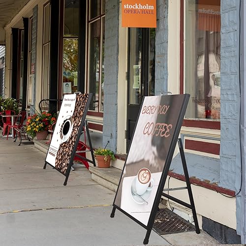 Miniatura 7 de Letrero de marco de alta resistencia de 24 x 36 pulgadas, soporte para póster de acera, portátil, plegable, para exteriores, adecuado para exhibir