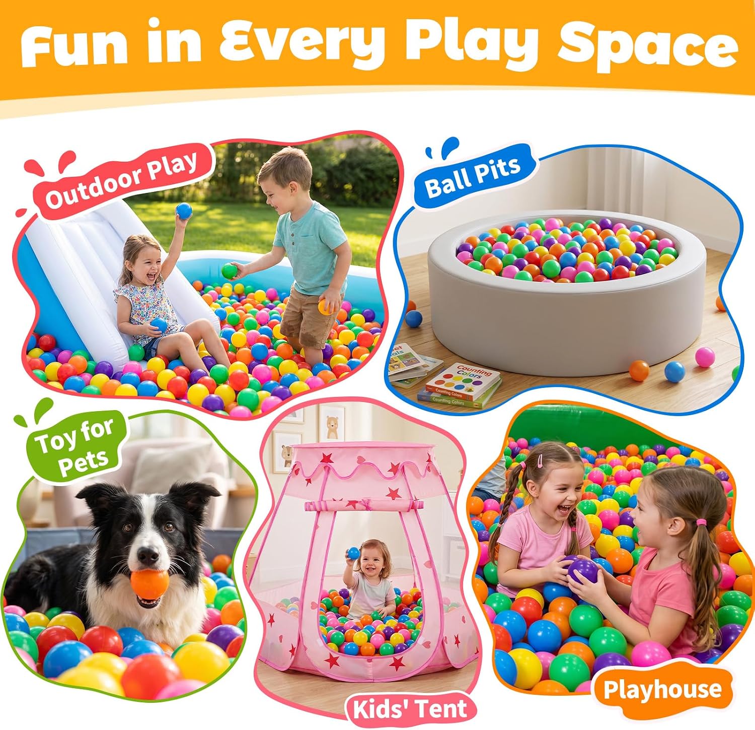 Ball Pit Balls for Toddlers: 400 Colorful Non-Toxic Balls – BPA-Free, Phthalate-Free, Crush-Resistant Plastic, 2.2 Inches, Perfect Toy for Boys and Girls, Ideal for Ball Pit Play