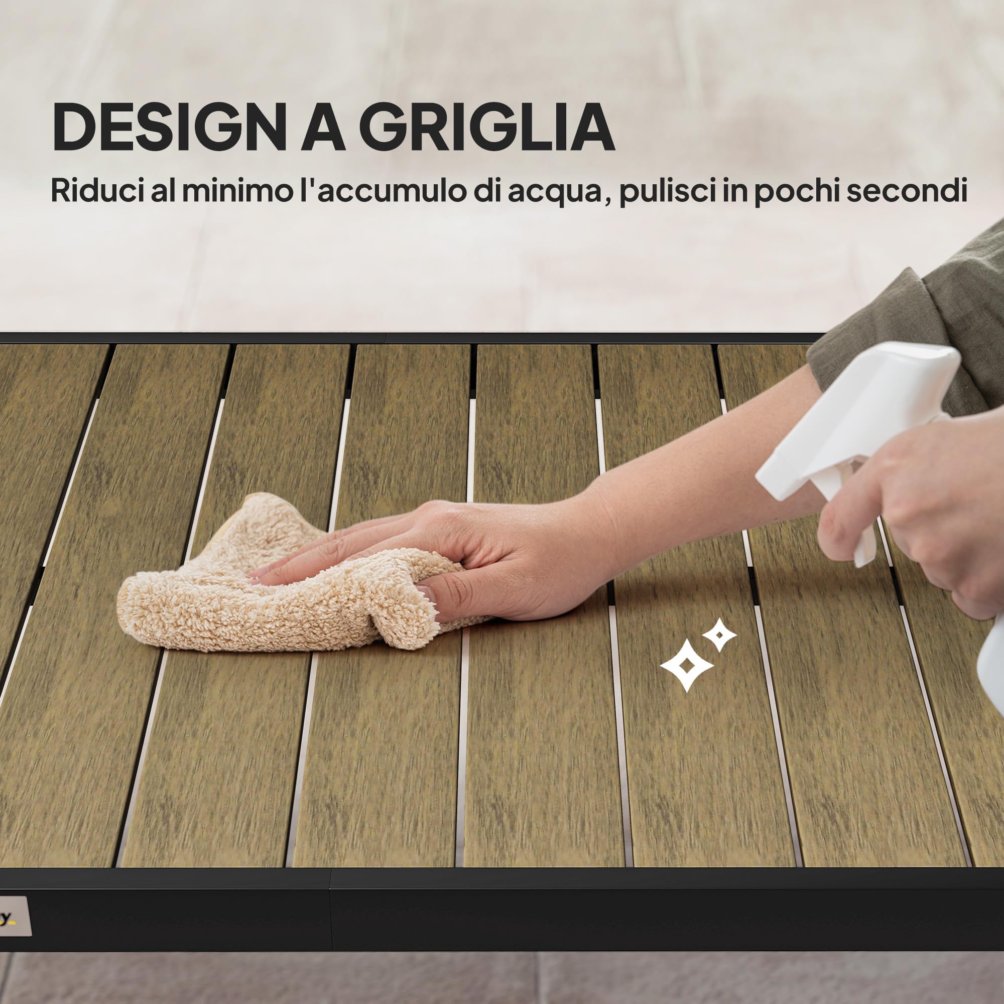 Outsunny Tavolo da Giardino con Piano Effetto Legno 190x90 cm per 8 Persone, Tavola da Pranzo da Esterno Rettangolare in Alluminio e Plastica, Per Patio, Terrazzo, Balcone, Effetto Legno Marrone