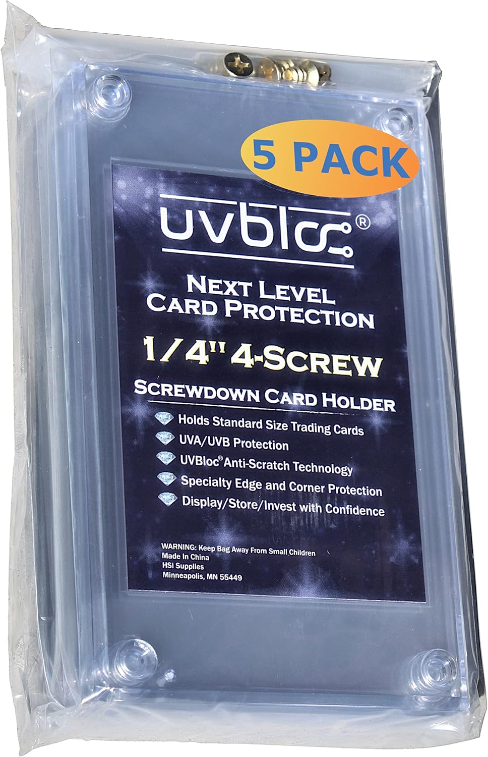 Baseball Card Holder Cases (5 Pack) Protectors Hard Plastic Screw Down 35pt Sleeves for Trading Football Basketball Sports Cards