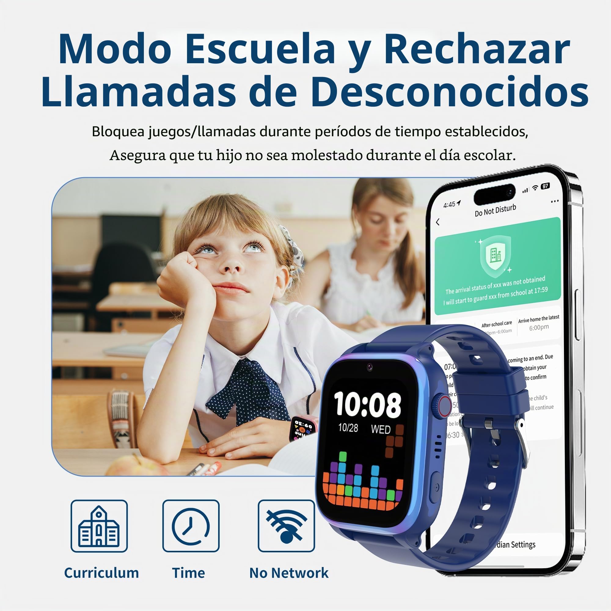 4G Reloj Inteligente Niño, Smartwatch Niños con GPS y Llamadas, Teléfono, HD Videollamadas, Chat de Voz, SOS, Modo Escuela, Cámara, Juegos, Despertador, IP68 Regalo Reloj Niñas Niños Negro