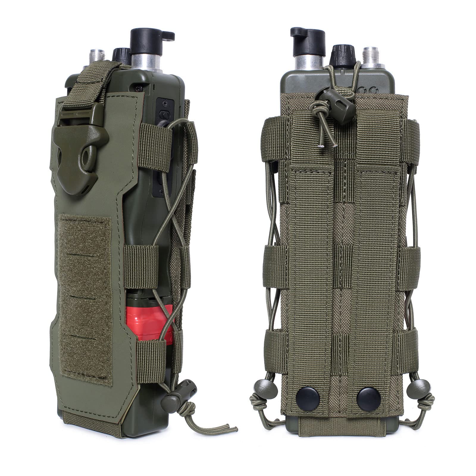 2023 Upgrade Laser Cut Design Molle Radio Pouch Holder & Molle Adjustable Water Bottle Holder 40 oz,Black/Green/Coyote Tan Tactical Bottle Pouch for